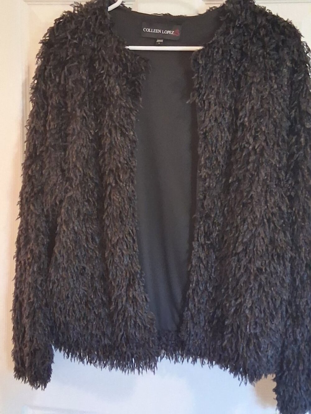 Colleen Lopez | Black Shaggy Fringe Jacket | Size Small - Picture 3 of 6